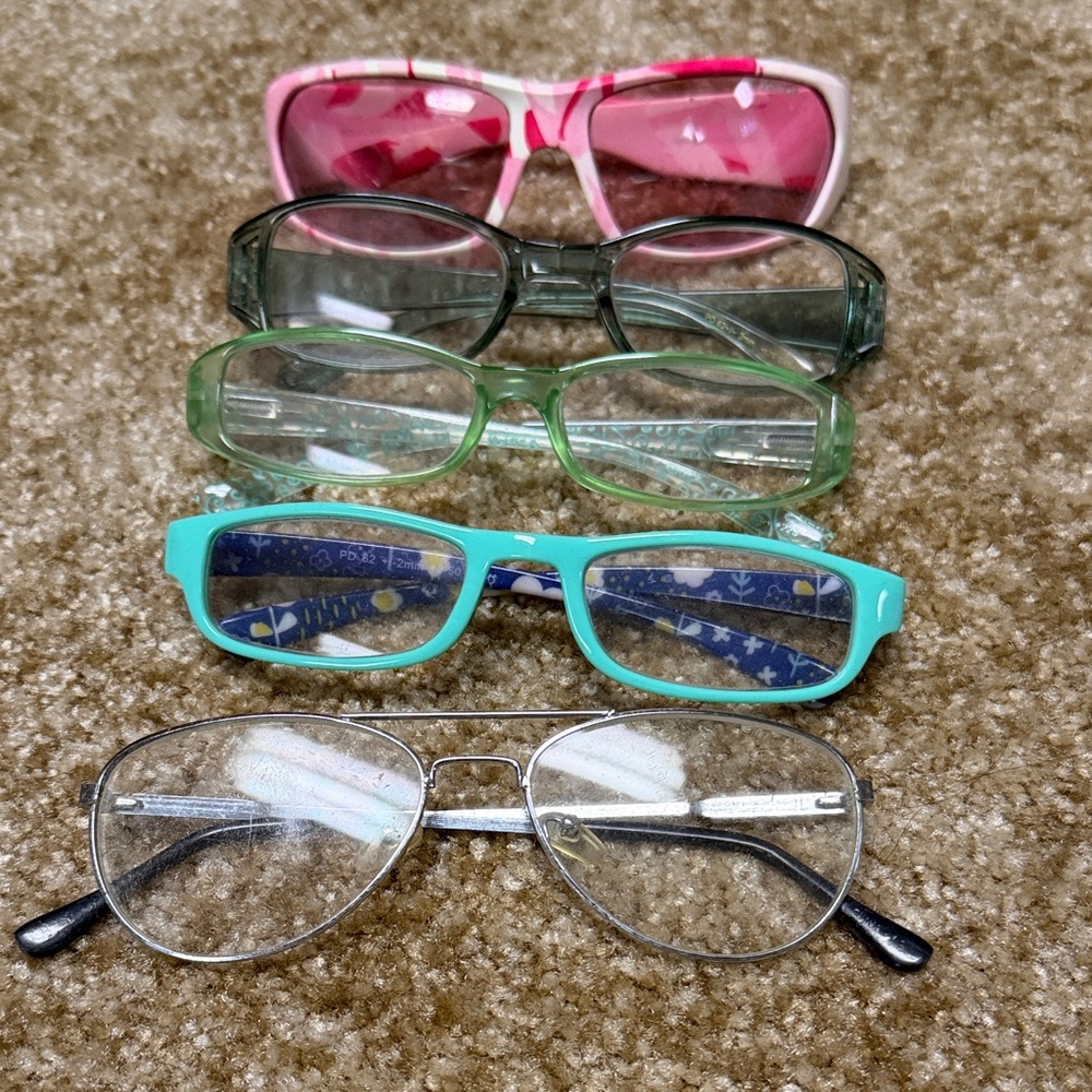 Stylish Women's Glasses Set - Pink, Green, Blue, Silver Readers/Sunglasses
